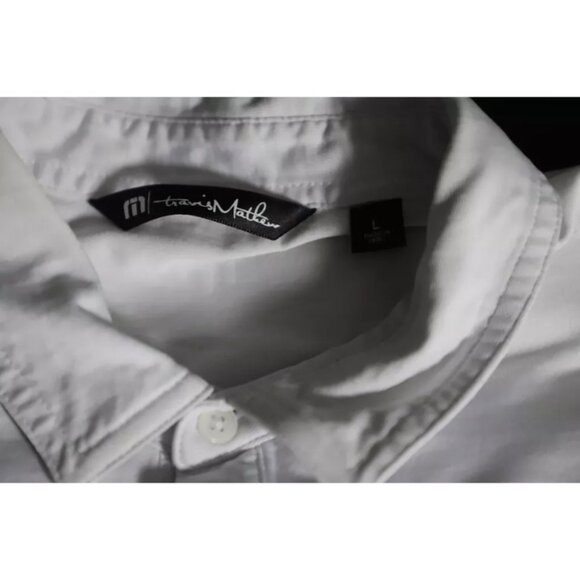 Travis Mathew Golf Polo Shirt Mens L White Spread Collared River Rafter Cotton - Picture 5 of 10